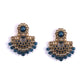 Designer Antique Gold Tone Blue Earrings