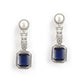 Designer Victorian Silver Polish Studded Pendant Style Sapphire Necklace Set with Earrings