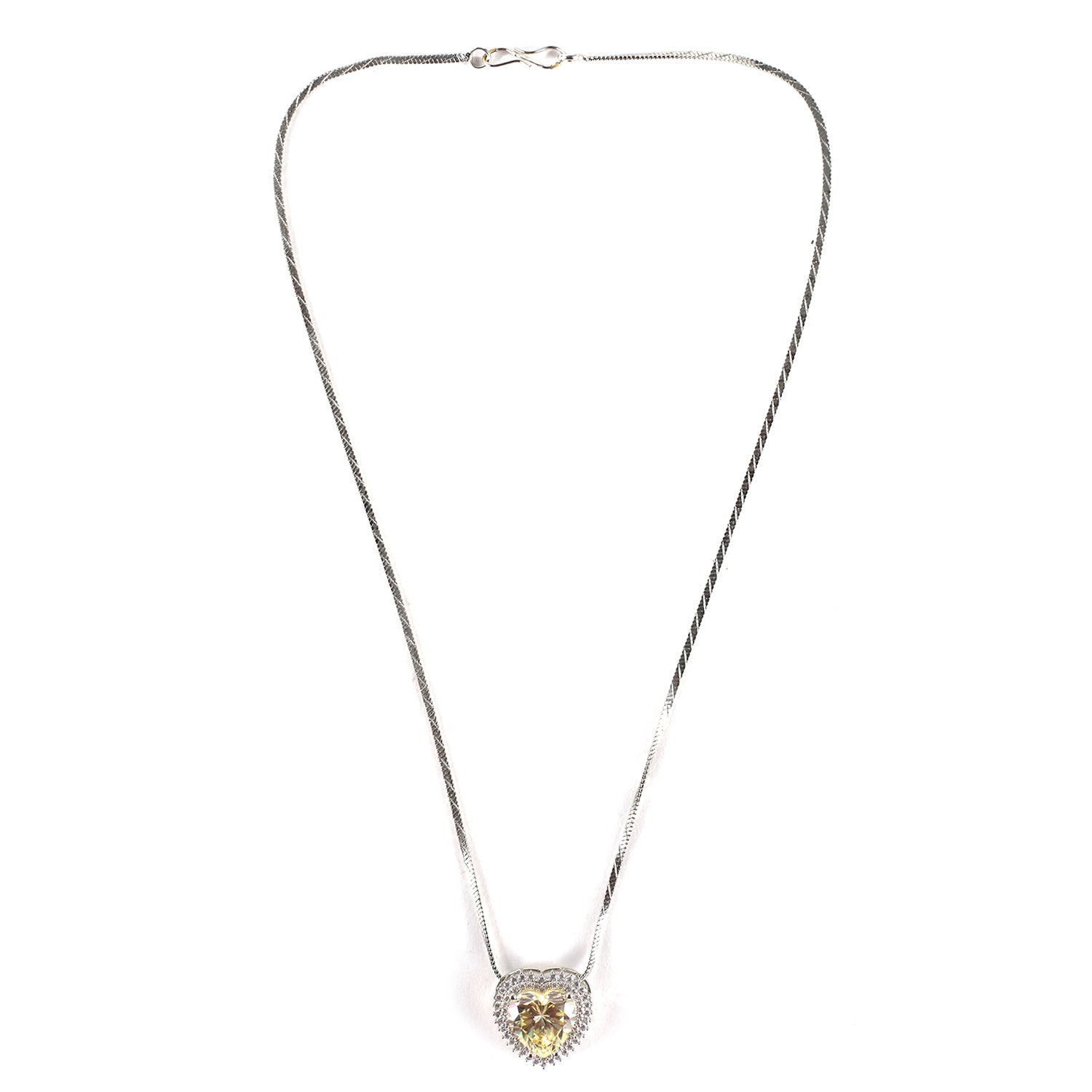 Yellow Stone Heart Pendant Set with Earrings