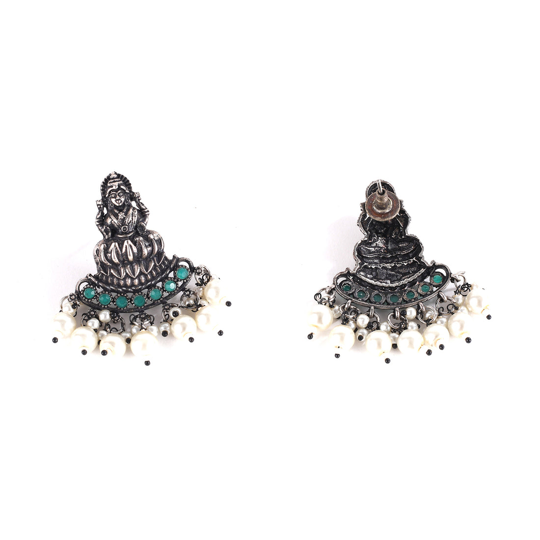 Tribal india Oxidised Silver and Jade Stone Set