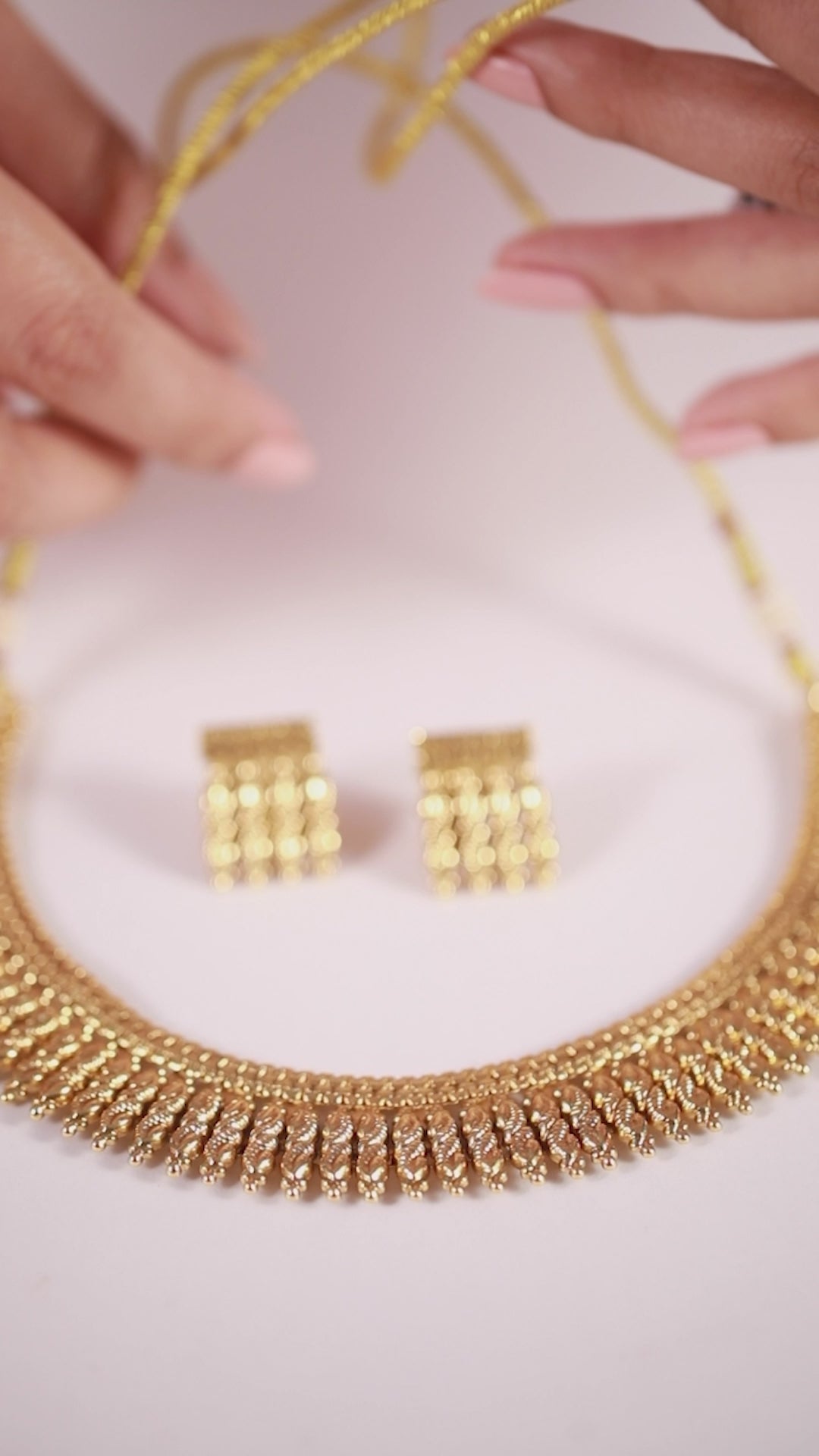 Vintage India Rope Drop Necklace Set with Earrings