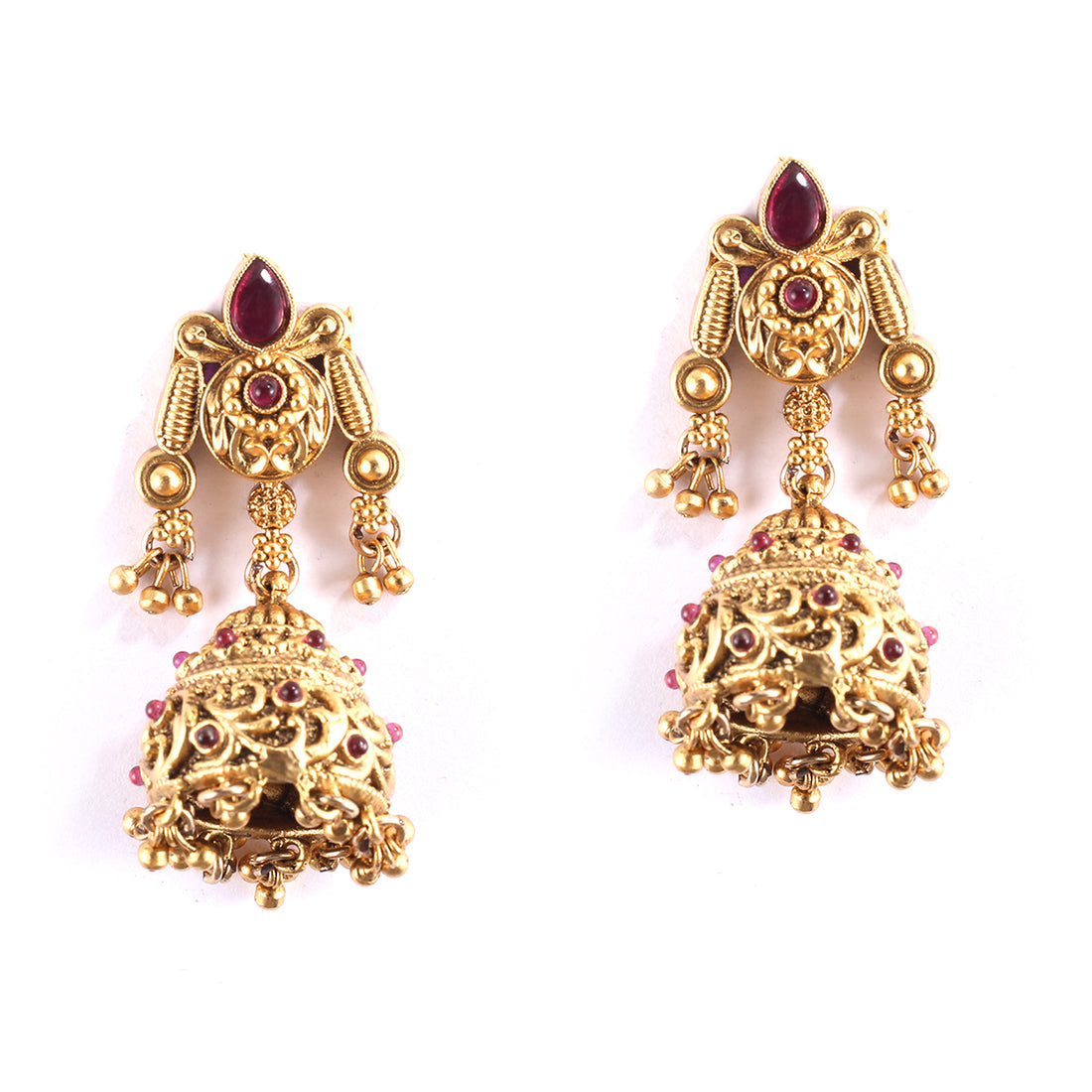 Vintage India Royal Ruby Necklace with Earrings