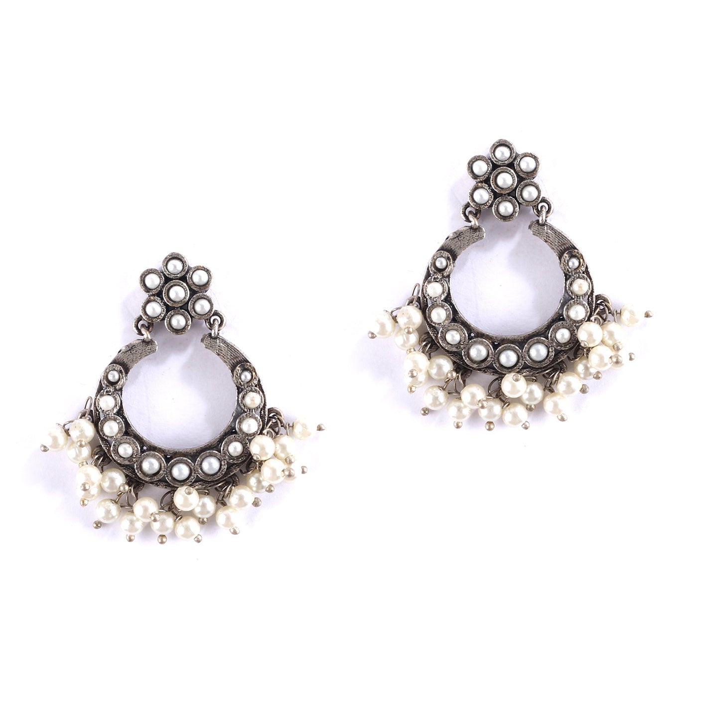 Tribal India Oxidised Pearl Set with Earrings