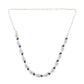 Blue Sapphire Necklace with Earrings with American Diamonds in Silver Rhodium Plating