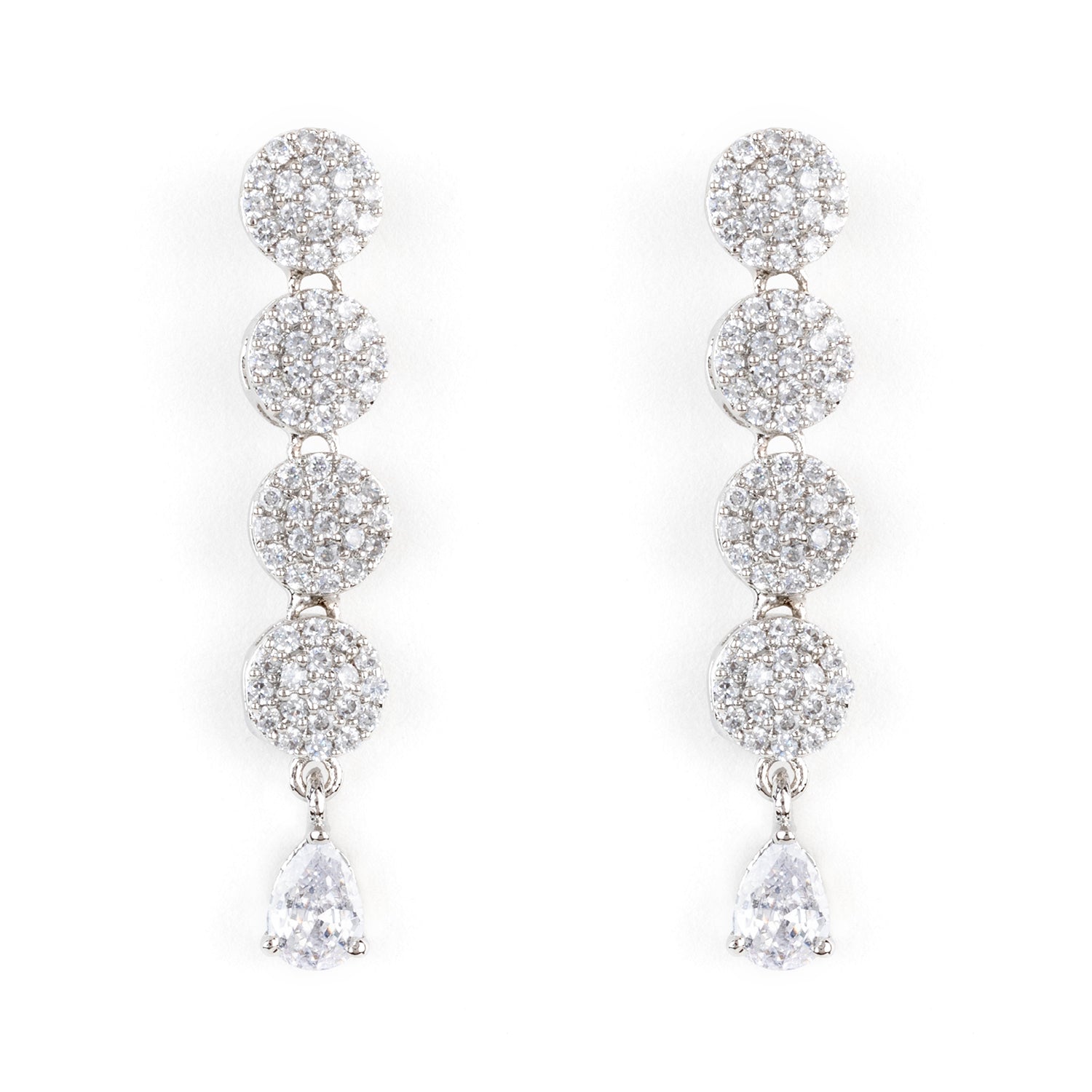 Silver and Rhodium Plated Elegant Imperial Diamond Necklace with Earrings