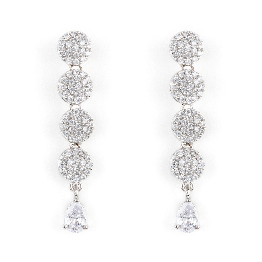 Silver and Rhodium Plated Elegant Imperial Diamond Necklace with Earrings