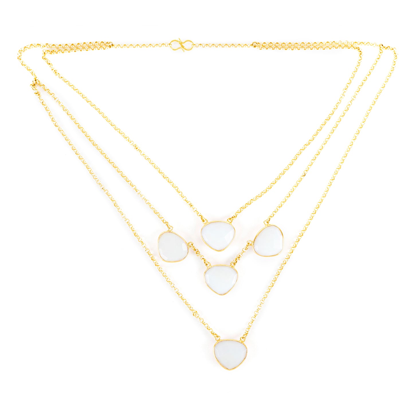 Gold Plated Danburite Layer Statement Necklace