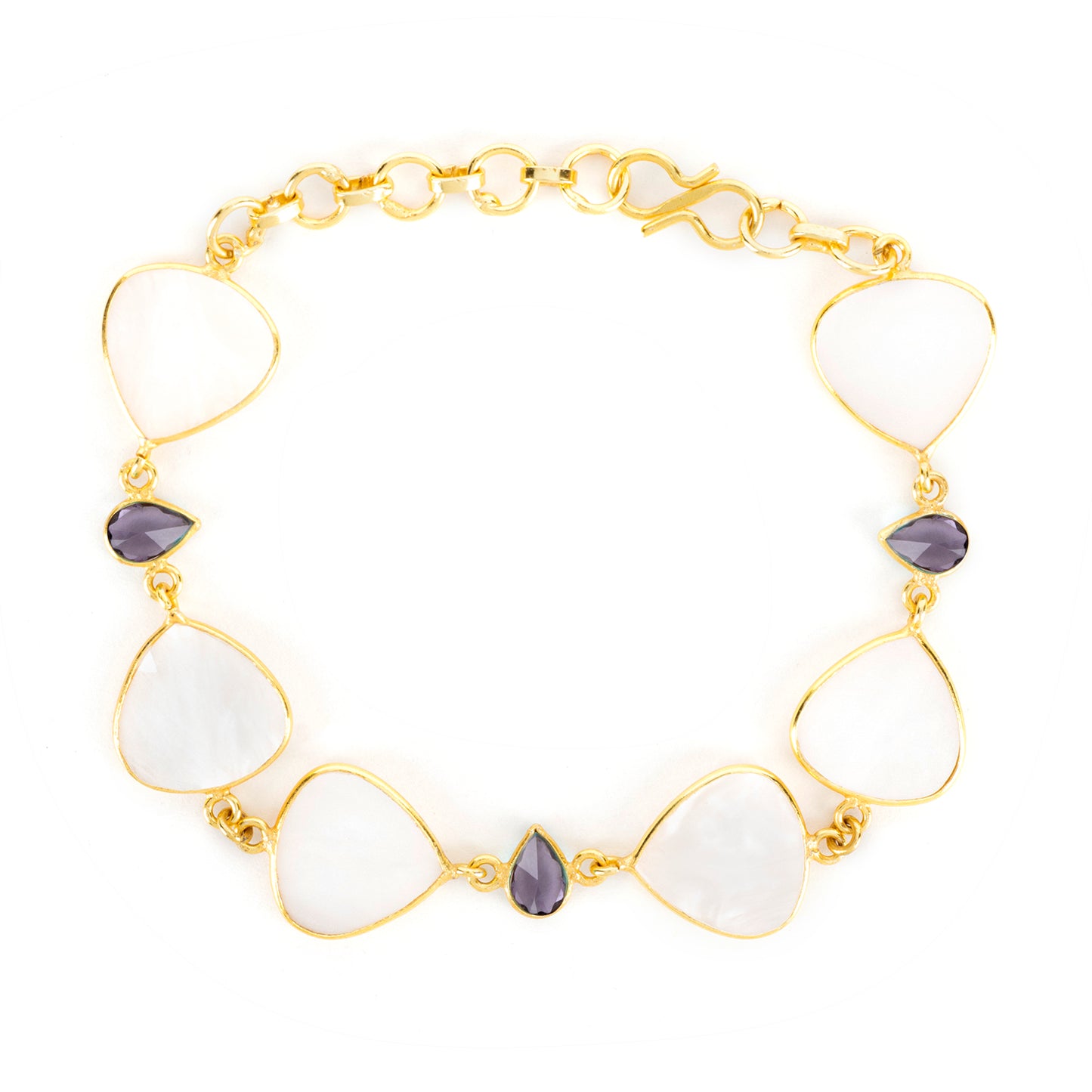 Gold Plated Mother of Pearl String Bracelet.