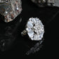 Grey Sapphire Studded Statement Diamond Ring with Silver rhodium Plating (Adjustable)