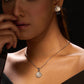 Rhodium and Silver Plated Hypoallergenic Polki Necklace Set with Stud Earrings