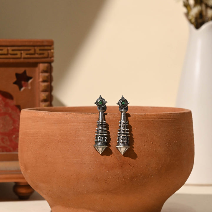 Vintage Silver Oxidized Qutub Earrings