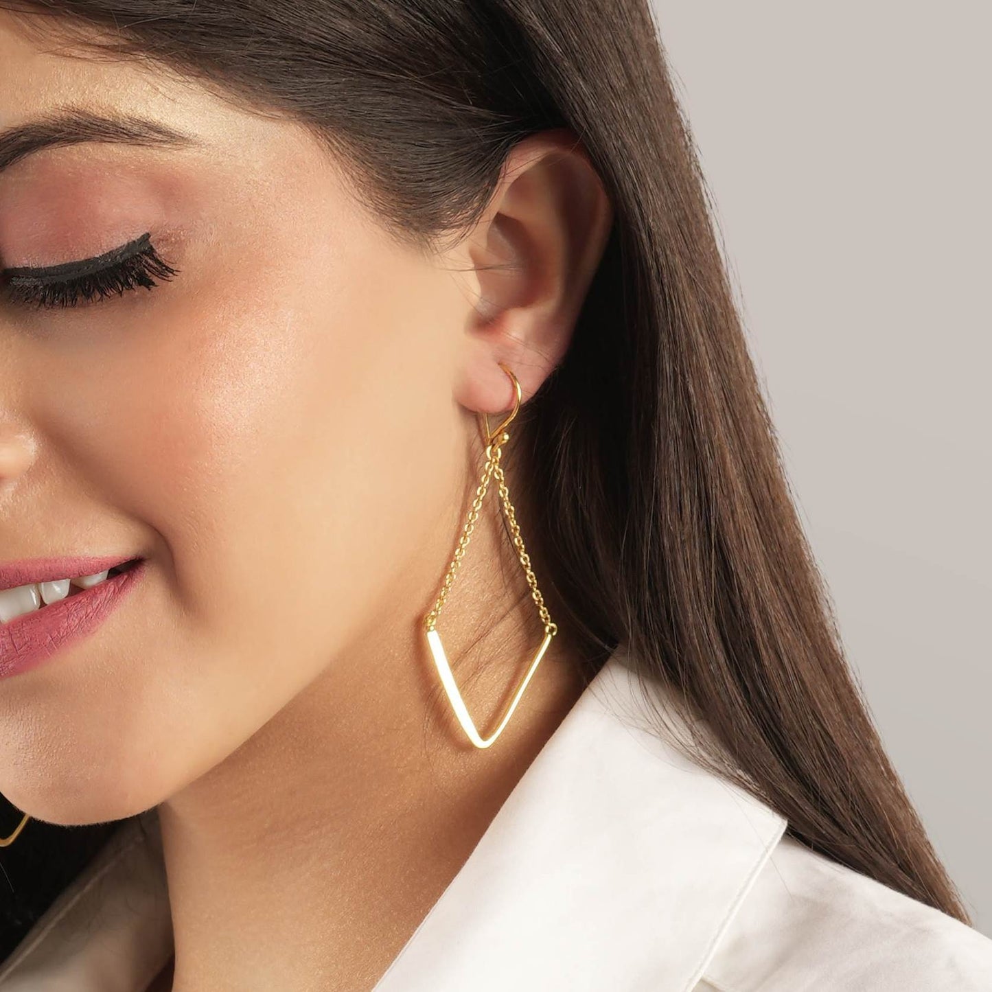 Gold Plated Everyday Chain Hanger Earrings