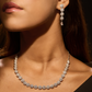 Silver and Rhodium Plated Elegant Imperial Diamond Necklace with Earrings