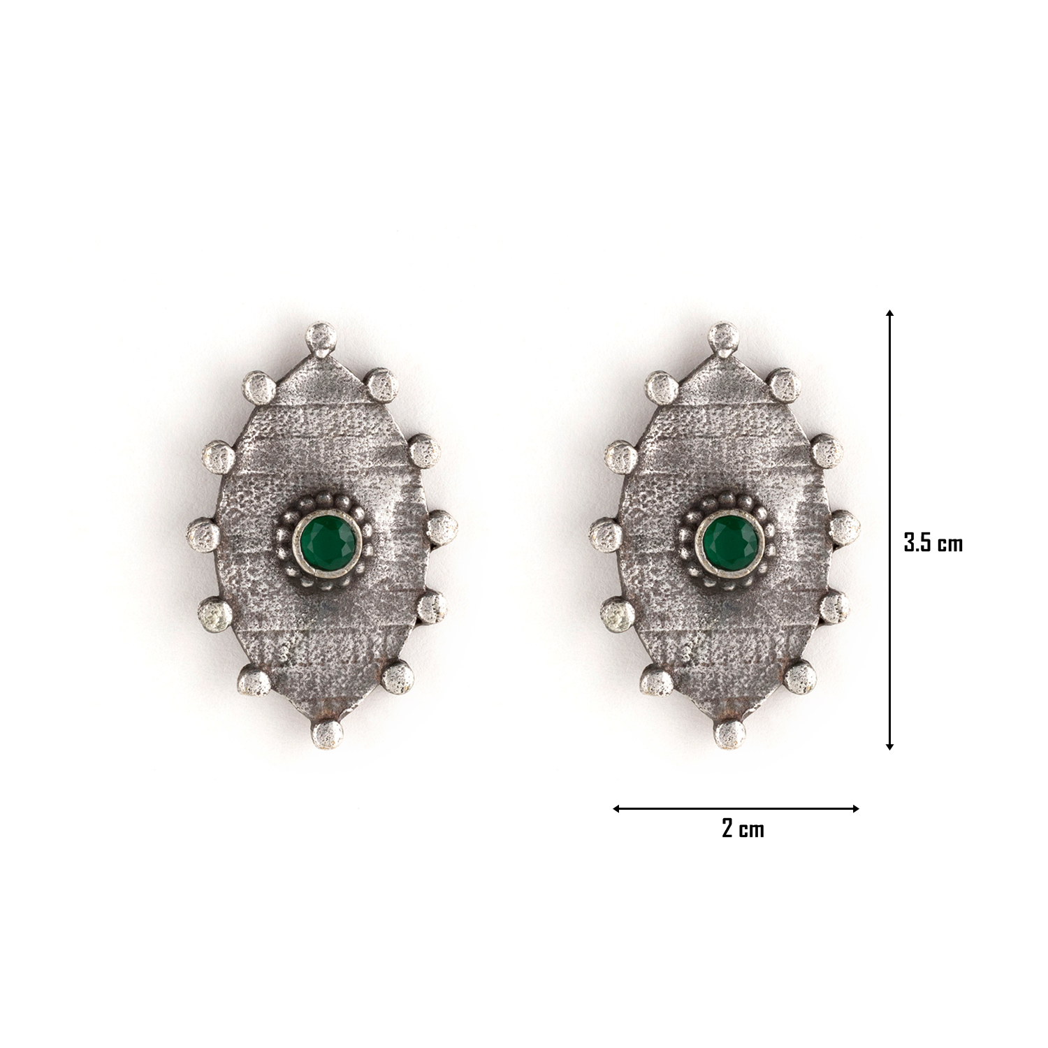 Vintage Tribal Silver Oxidized Evil Eye Earrings