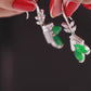 Delicate Emerald Stone and American Diamond Drop Fish Hook Earrings