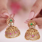 Traditional India Ruby and Emerald Jhumki Earrings